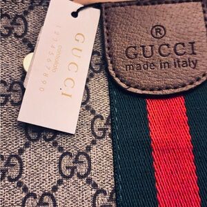 Gucci Beige GG Canvas with Green and Red Web Stripe